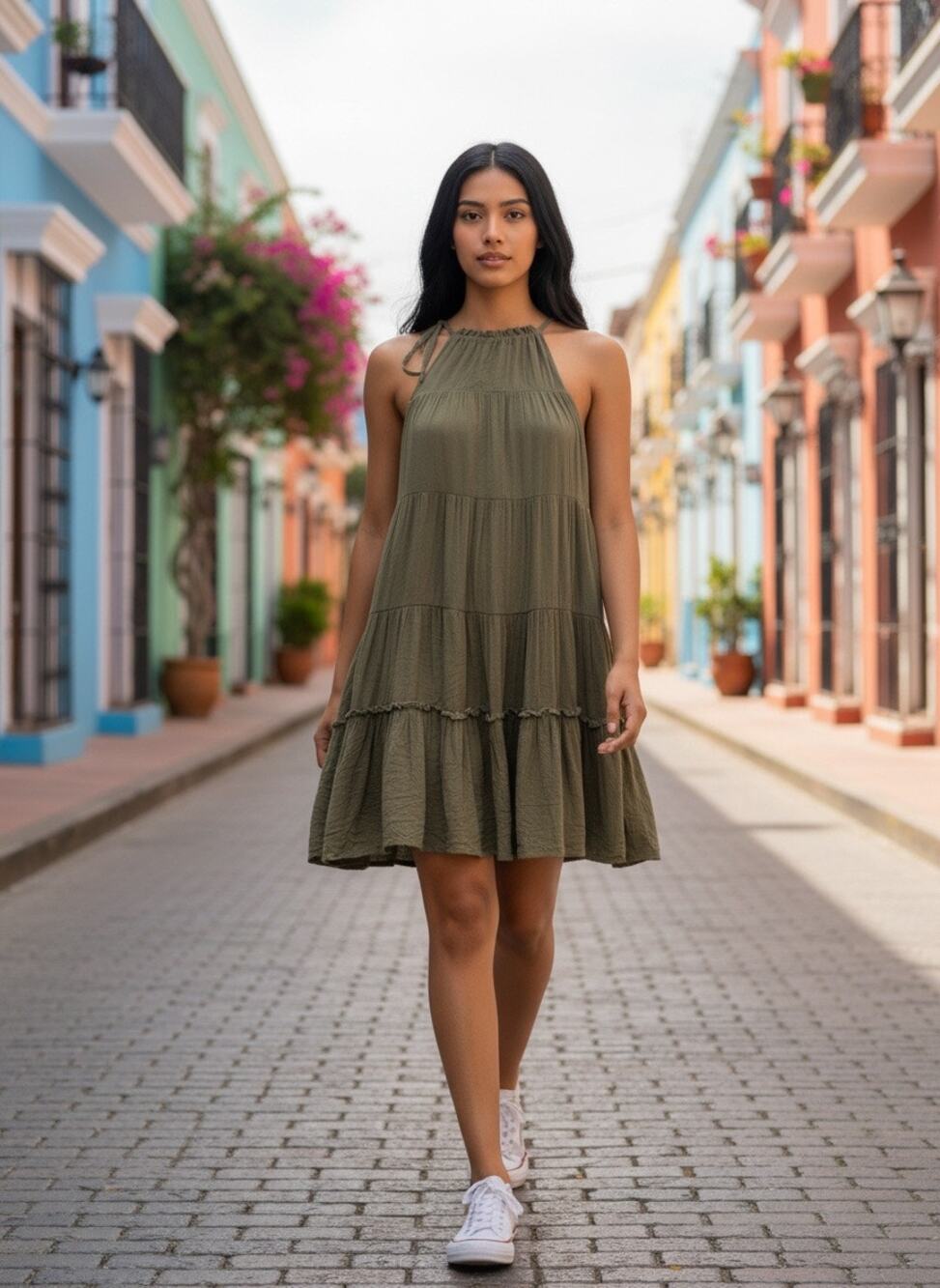 LoveRiche Tiered above knee swing dress Size Small